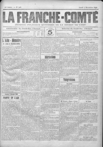 07/12/1896 - La Franche-Comté : journal politique de la région de l'Est
