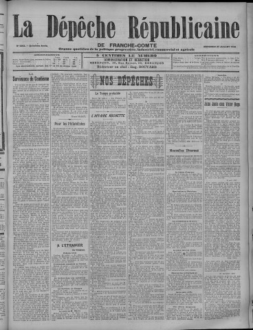 27/07/1910 - La Dépêche républicaine de Franche-Comté [Texte imprimé]
