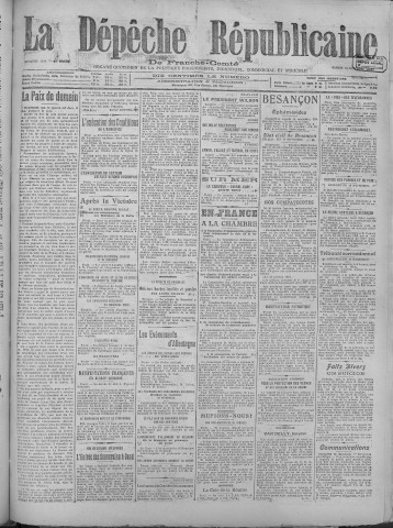 16/11/1918 - La Dépêche républicaine de Franche-Comté [Texte imprimé]