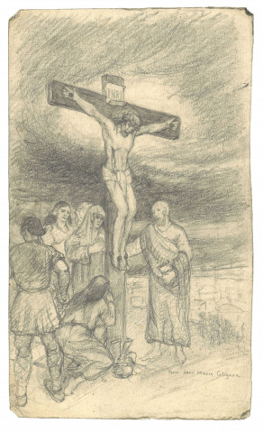 Le Christ sur la Croix, dessin de Léon Delarbre