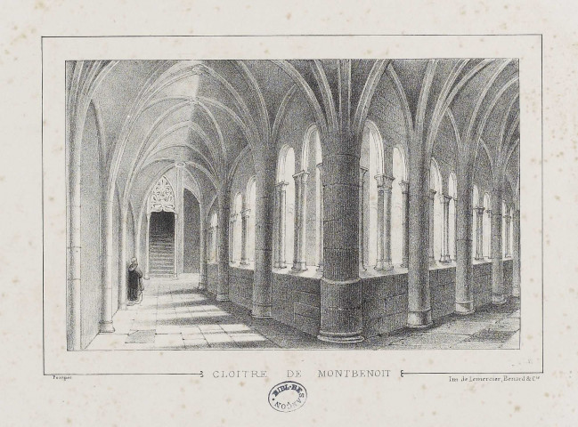 Cloître de Montbenoit [estampe] / Pornpée , [S.l.] : Im. de Lemercier, Bernard et Cie, [1800-1899]