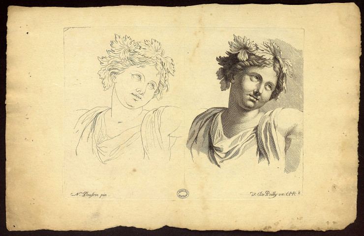 [Etudes d'anatomie et de visages d'après Poussin] [estampe] / V.De Poilly ex.C.P.R.  ; N.Poussin p. , [S.l.] : [s.n.], [16..-1720]