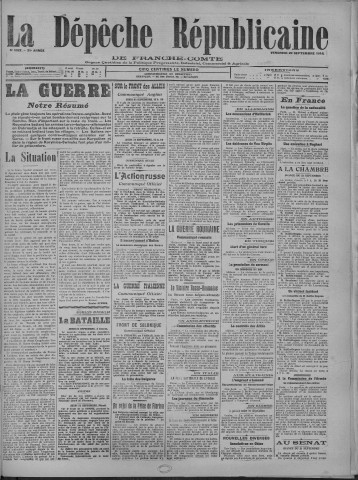 22/09/1916 - La Dépêche républicaine de Franche-Comté [Texte imprimé]