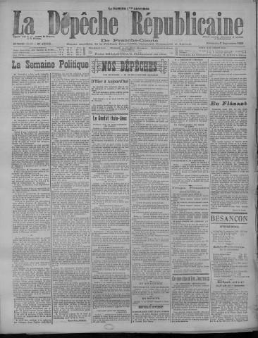 02/09/1923 - La Dépêche républicaine de Franche-Comté [Texte imprimé]