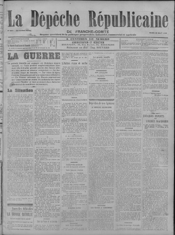 25/08/1914 - La Dépêche républicaine de Franche-Comté [Texte imprimé]
