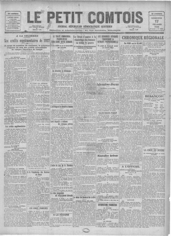 17/02/1928 - Le petit comtois [Texte imprimé] : journal républicain démocratique quotidien