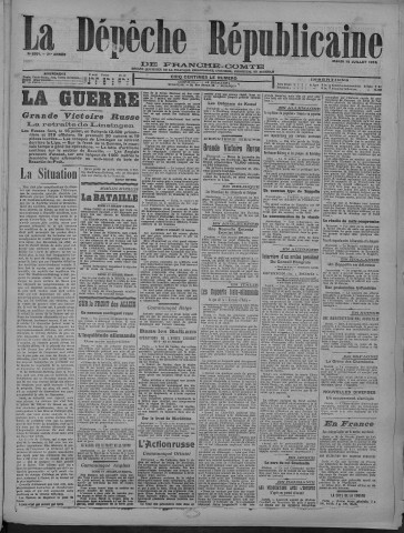18/07/1916 - La Dépêche républicaine de Franche-Comté [Texte imprimé]