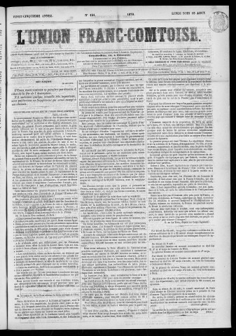 15/08/1870 - L'Union franc-comtoise [Texte imprimé]
