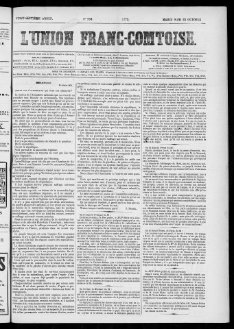 22/10/1872 - L'Union franc-comtoise [Texte imprimé]