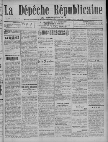 09/03/1909 - La Dépêche républicaine de Franche-Comté [Texte imprimé]