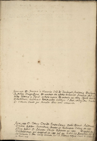 Ms 984 - Annales rectorum et matricula Universitatis Dolanae, ab anno 1559 ad annum 1601 (exceptis annis 1560, 1567, 1568, 1570-1576, 1578-1579, 1582-1585, 1587, 1590-1591, 1593-1600)