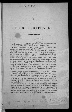 Le R. P. Raphaël [Louis-Augustin-Benoît Baille]