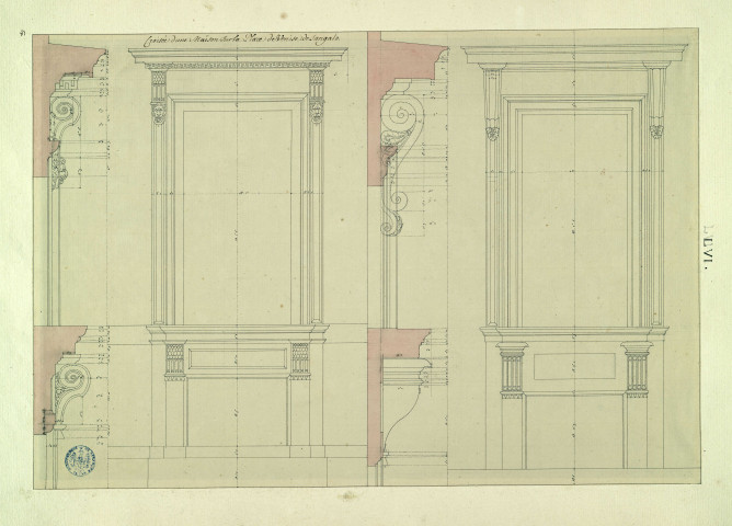 Croisée d'une maison sur la place de Venise, de Sangalo : élévations et profils / Pierre-Adrien Pâris , [S.l.] : [P.-A. Pâris], [1700-1800]