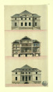 Plan du château de Montendre en Champagne. Elévations et coupe / Pierre-Adrien Pâris , [S.l.] : [P.-A. Pâris], [1700-1800]