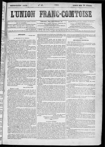26/02/1881 - L'Union franc-comtoise [Texte imprimé]