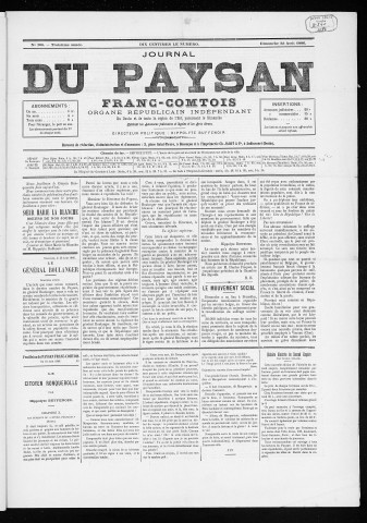 22/08/1886 - Le Paysan franc-comtois : 1884-1887