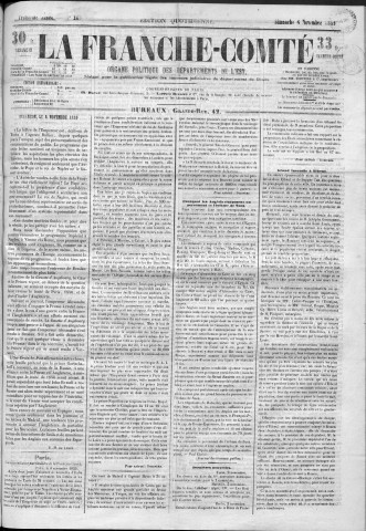 06/11/1859 - La Franche-Comté : organe politique des départements de l'Est
