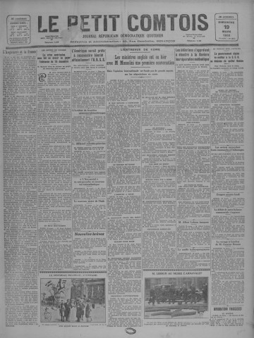 19/03/1933 - Le petit comtois [Texte imprimé] : journal républicain démocratique quotidien
