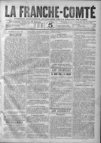 28/06/1891 - La Franche-Comté : journal politique de la région de l'Est