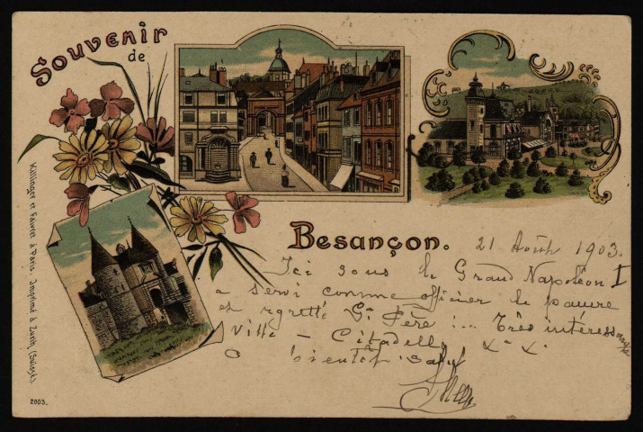 Besançon- Souvenir de Besançon - Vues générales [image fixe] , Paris : Killinger et Faivret à Paris. Imprimé à Zurih (Suisse), 1897/1903
