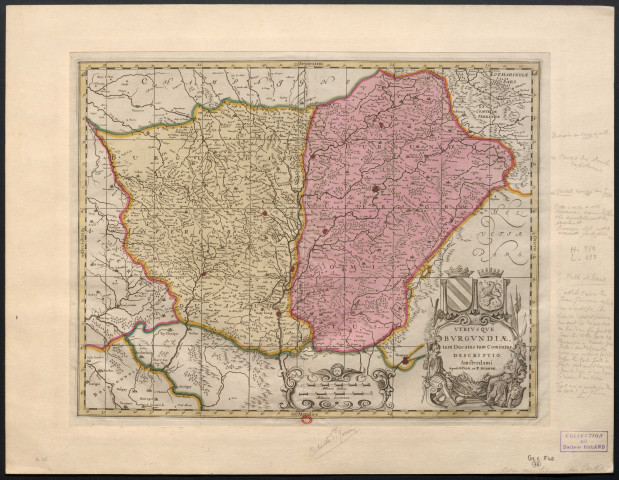Utriusque Burgundiae tum Ducatus, tum Comitatus descriptio. 10 milliaria gallica. 8 milliaria germanica. [Document cartographique] , Amsterdam : G. Valk et P. Schenk, 1700/1799
