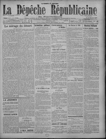 29/08/1927 - La Dépêche républicaine de Franche-Comté [Texte imprimé]