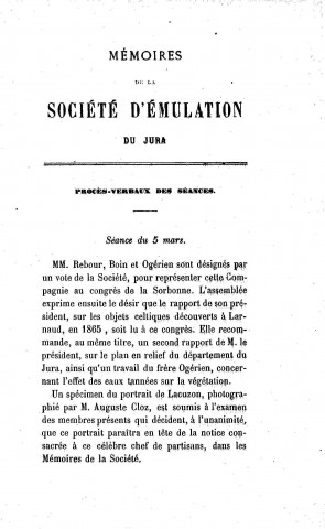 01/01/1867 - Mémoires de la Société d'émulation du Jura [Texte imprimé]