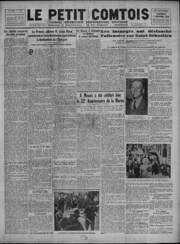 07/09/1936 - Le petit comtois [Texte imprimé] : journal républicain démocratique quotidien
