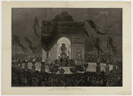 Les funérailles de Victor Hugo [image fixe] : l'exposition du corps sous l'arc-de-triomphe dans la nuit du 31 mai au 1er juin , 1885