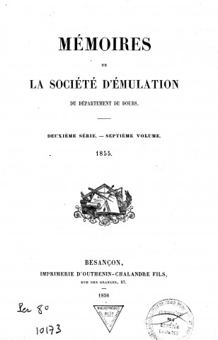 01/01/1855 - Mémoires de la Société d'émulation du Doubs [Texte imprimé]
