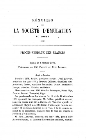 01/01/1881 - Mémoires de la Société d'émulation du Doubs [Texte imprimé]