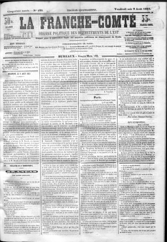 09/08/1861 - La Franche-Comté : organe politique des départements de l'Est