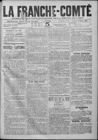 23/03/1889 - La Franche-Comté : journal politique de la région de l'Est
