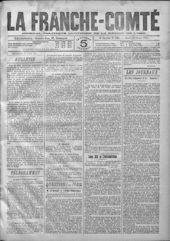 18/08/1892 - La Franche-Comté : journal politique de la région de l'Est