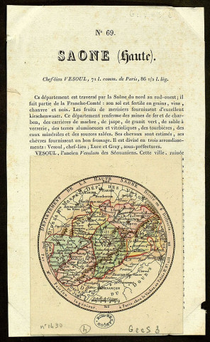 Département de la Haute-Saône divisé en six districts. Par Mr. Poirson, ingénieur géographe. 6 lieues. [Document cartographique] , A Paris : chez Le Vachez, 1775/1800