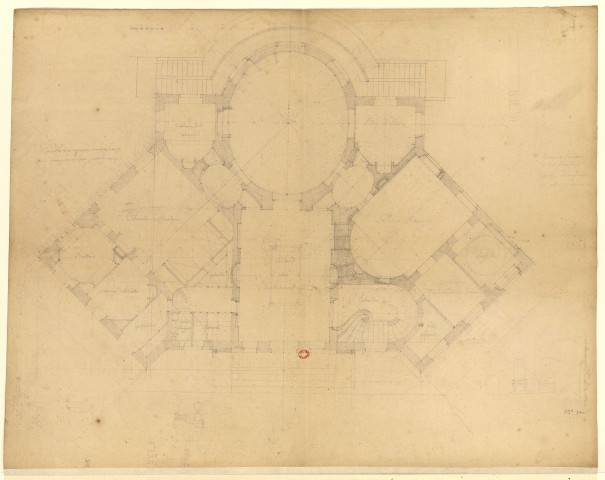 Maison Armand et Lefaivre, puis hôtel Boulogne de Magnanville, rue d'Angoulême, faubourg Saint-Honoré, Paris. Plan de la maison / Pierre-Adrien Pâris , [S.l.] : [P.-A. Pâris], [1778]