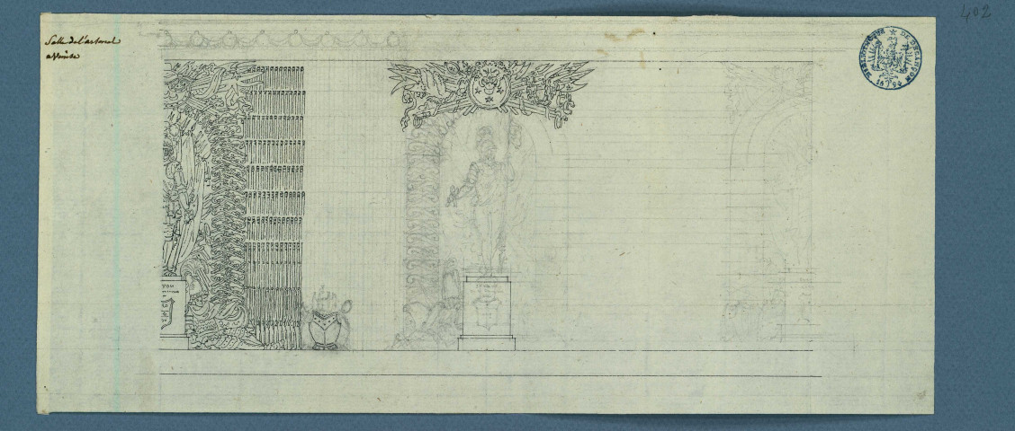 Salle de l'Arsenal à Venise. Croquis inachevé / Pierre-Adrien Pâris , [S.l.] : [P.-A. Pâris], [1700-1800]