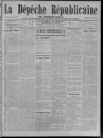 22/04/1911 - La Dépêche républicaine de Franche-Comté [Texte imprimé]