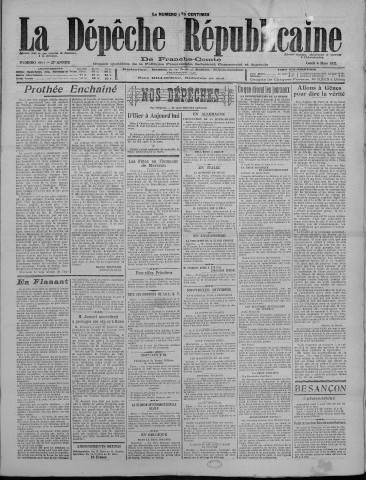 06/03/1922 - La Dépêche républicaine de Franche-Comté [Texte imprimé]