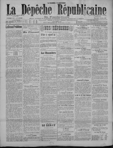 01/02/1922 - La Dépêche républicaine de Franche-Comté [Texte imprimé]
