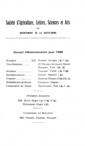 01/01/1935 - Bulletin de la Société d'agriculture, sciences et arts du département de la Haute-Saône [Texte imprimé]