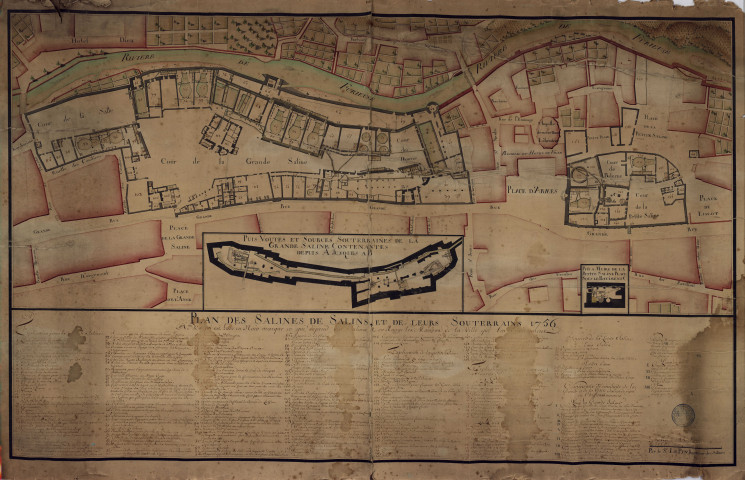 Plan des salines de Salins et de leurs souterrains [dessin] / dressé par l'ingénieur Le Pin , [S.l.] : [Le Pin], [1756]