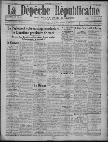 01/03/1933 - La Dépêche républicaine de Franche-Comté [Texte imprimé]