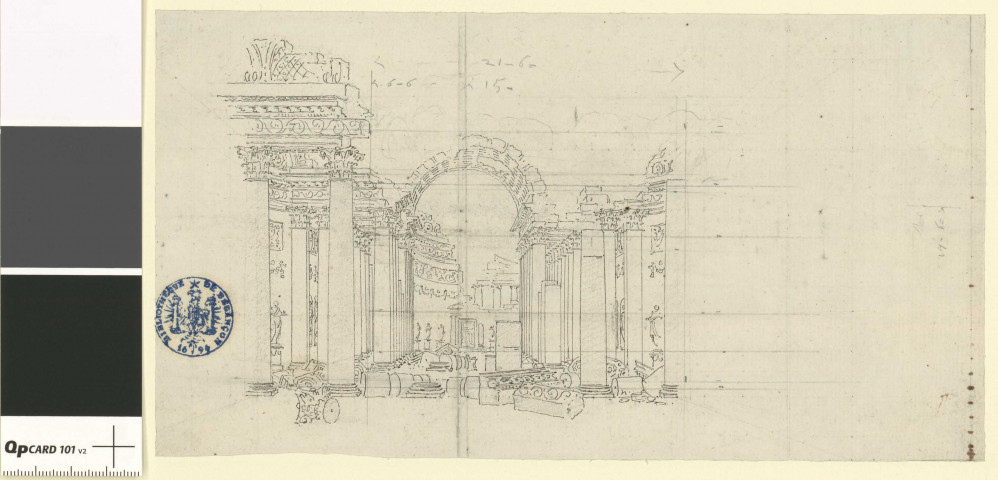 Palais d'Armide, pour le grand théâtre de Versailles. Projet de décor de théâtre / Pierre-Adrien Pâris , [S.l.] : [P.-A. Pâris], [1700-1800]