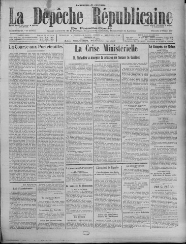 27/10/1929 - La Dépêche républicaine de Franche-Comté [Texte imprimé]