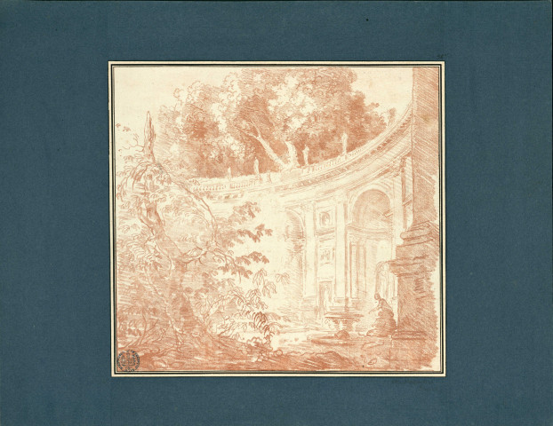 38 - Vue détaillée du Teatro dell'acqua et du belvédère de la villa Aldobrandini à Frascati , [Rome], [1761]