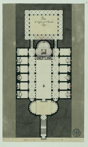 Plan de l'église de Sainte-Praxède à Rome / Pierre-Adrien Pâris , [S.l.] : [P.-A. Pâris], [1700-1800]