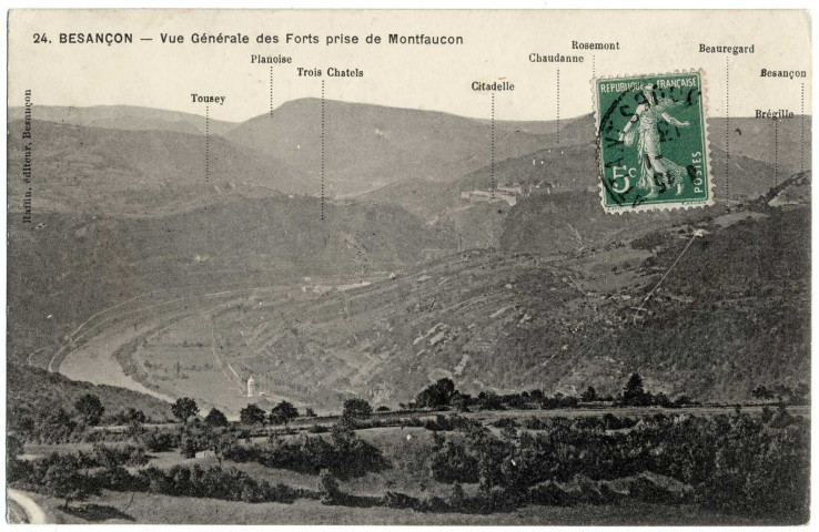 Vue générale des forts de Besançon prise de Montfaucon [image fixe] , Besançon : Raffin, 1909/1922