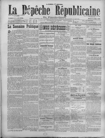 08/03/1925 - La Dépêche républicaine de Franche-Comté [Texte imprimé]