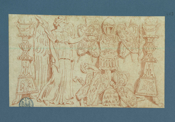 Frise antique dans un entablement corinthien au palais des Empereurs / Pierre-Adrien Pâris , [S.l.] : [P.-A. Pâris], [1700-1800]